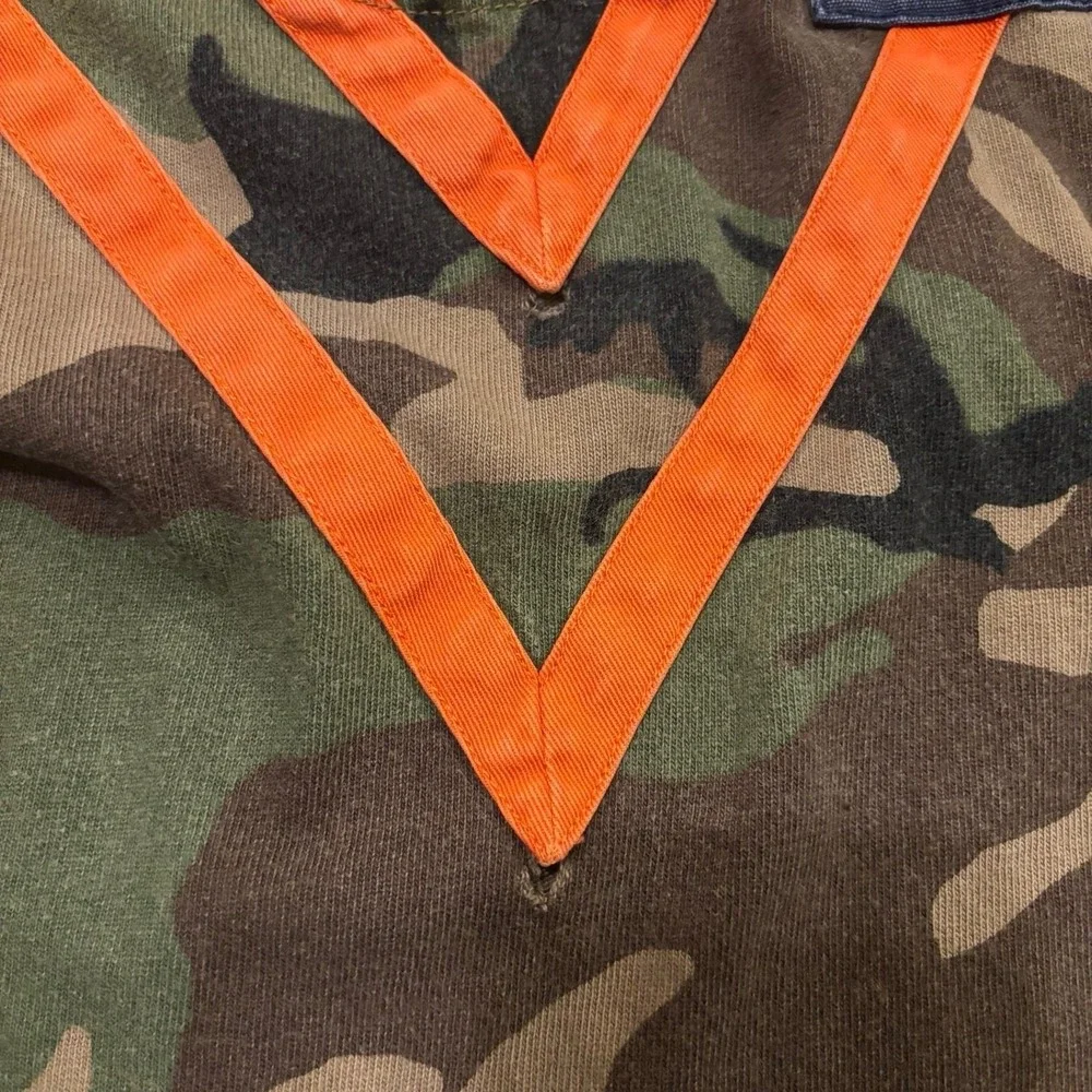 Polo Ralph Lauren Mens Camo Rugby Shirt Orange Chevron Skull Patch Medium